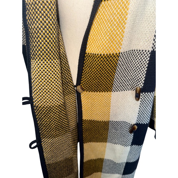 Cabi Sz S Hooded Cardigan Checked Longline Toggle Closure Knit‎ Sweater Women - Picture 7 of 12